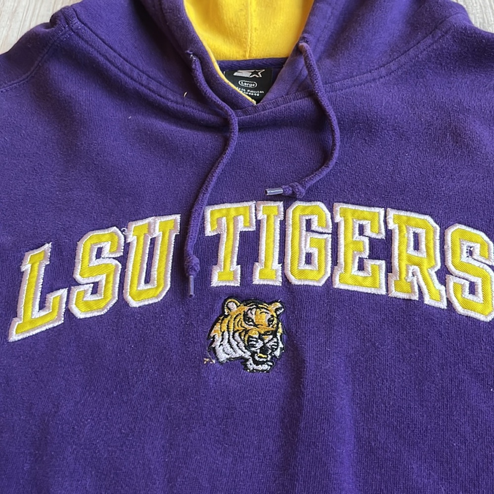 LSU Tigers Embroidered Hoodie Large‎ Purple/Gold Starter